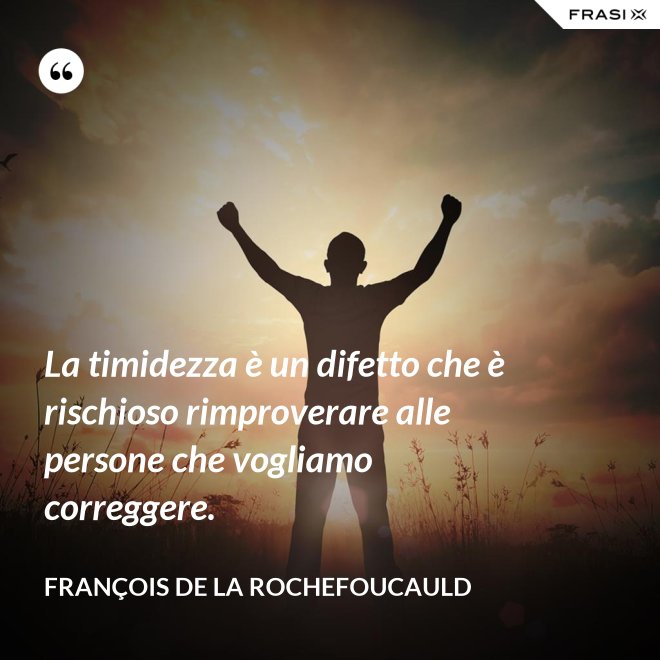 La timidezza è un difetto che è rischioso rimproverare alle persone che vogliamo correggere. - François de La Rochefoucauld