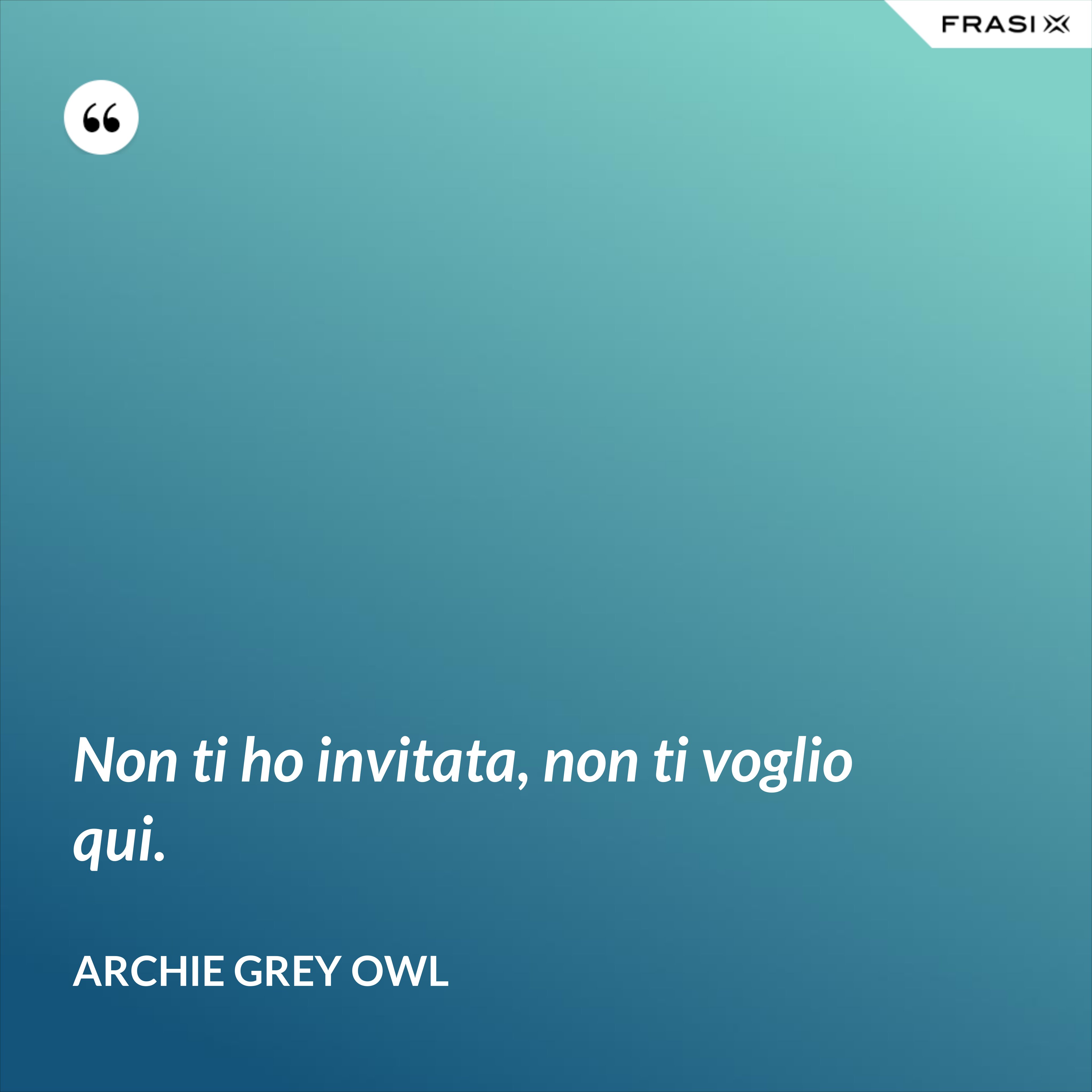 Non ti ho invitata, non ti voglio qui. - Archie Grey Owl