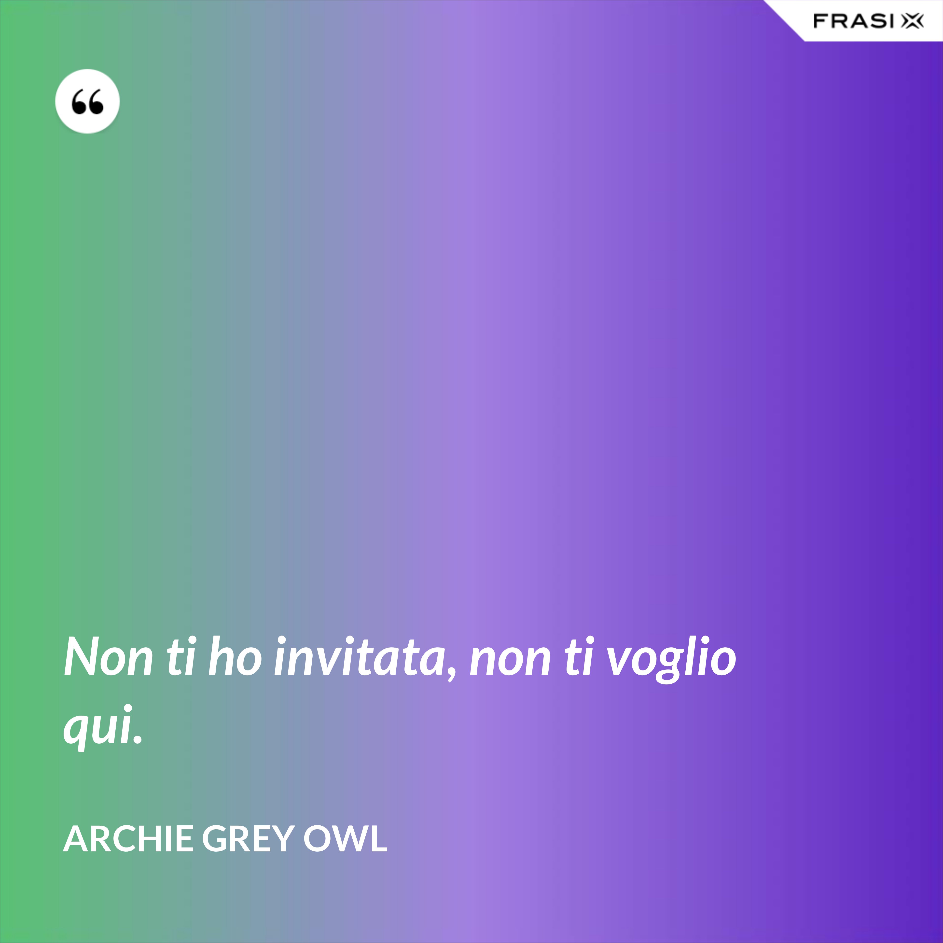 Non ti ho invitata, non ti voglio qui. - Archie Grey Owl