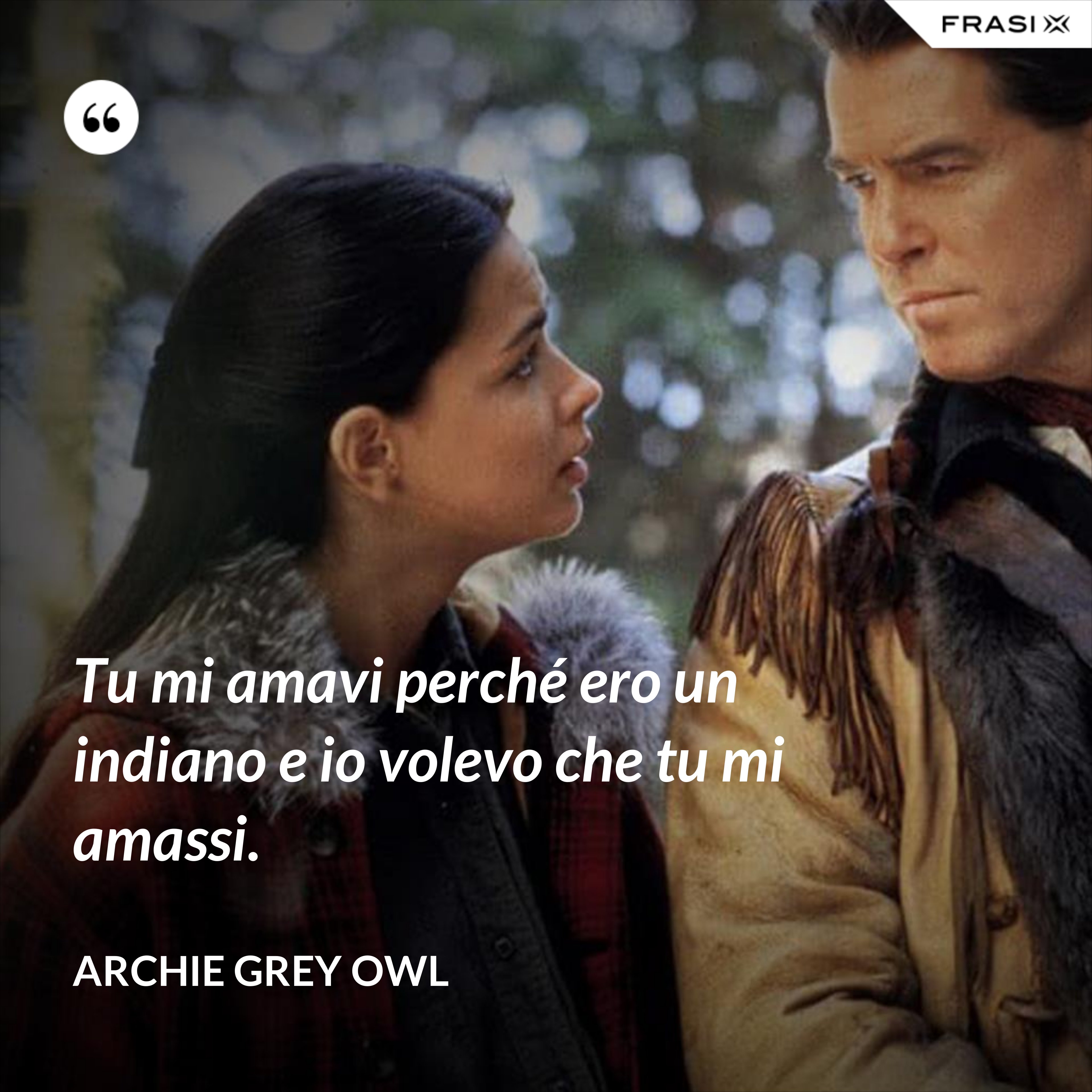 Tu mi amavi perché ero un indiano e io volevo che tu mi amassi. - Archie Grey Owl