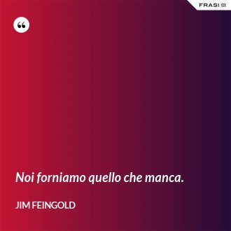 Noi forniamo quello che manca. - Jim Feingold
