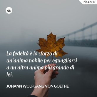 La fedeltà è lo sforzo di un'anima nobile per eguagliarsi a un'altra anima più grande di lei. - Johann Wolfgang von Goethe