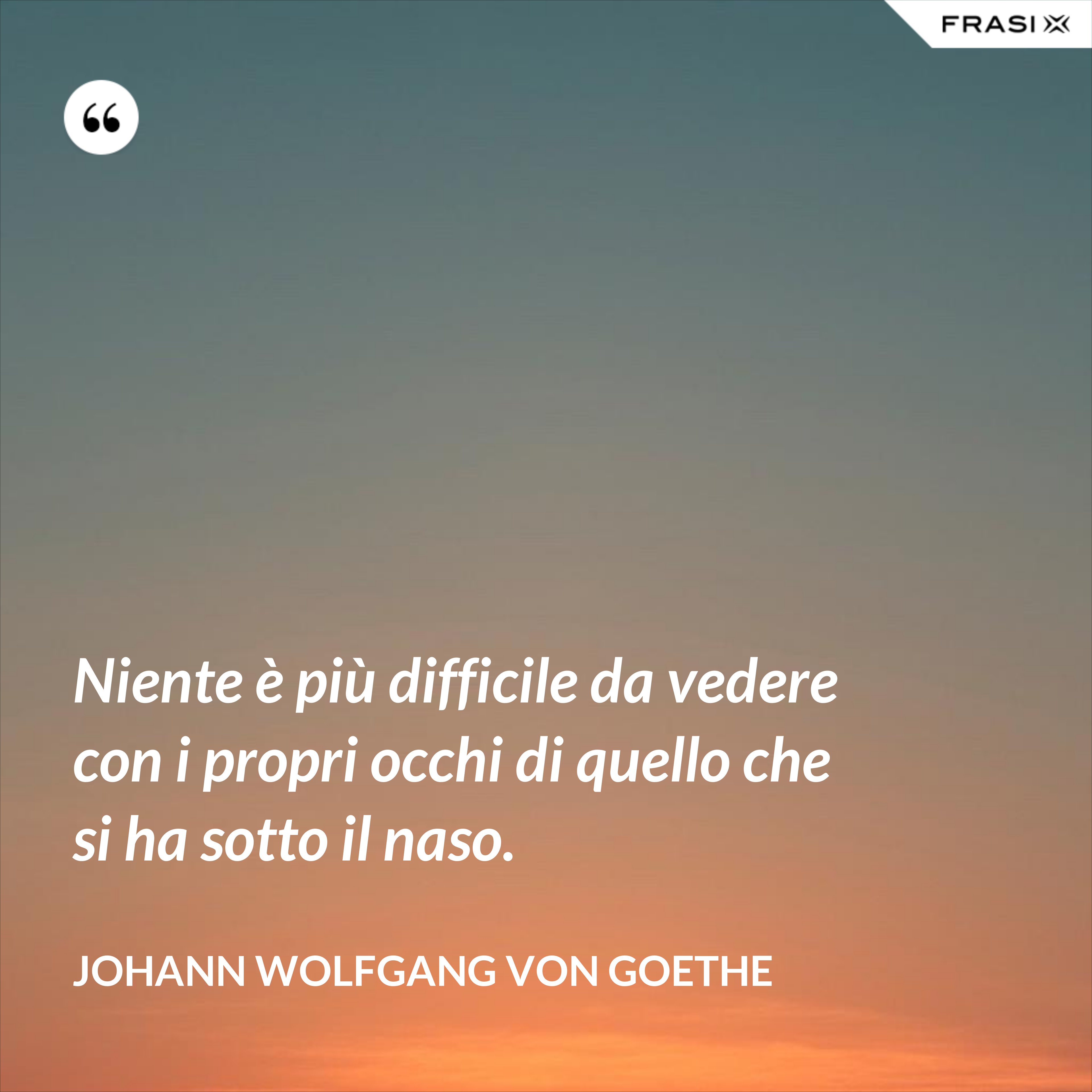 Niente è più difficile da vedere con i propri occhi di quello che si ha sotto il naso. - Johann Wolfgang von Goethe
