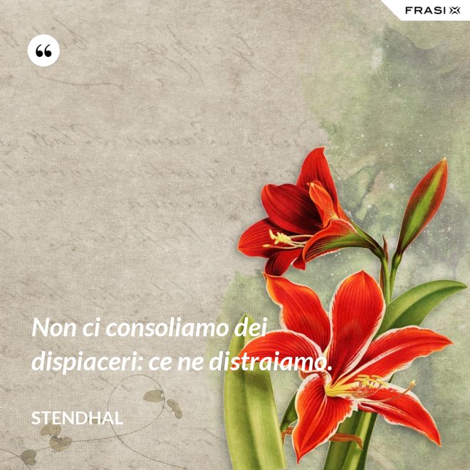 Non ci consoliamo dei dispiaceri: ce ne distraiamo. - Stendhal