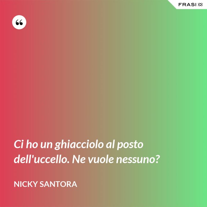 Ci ho un ghiacciolo al posto dell'uccello. Ne vuole nessuno? - Nicky Santora