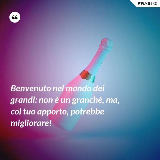 Benvenuto nel mondo dei grandi: non è un granché, ma, col tuo apporto, potrebbe migliorare! - Anonimo