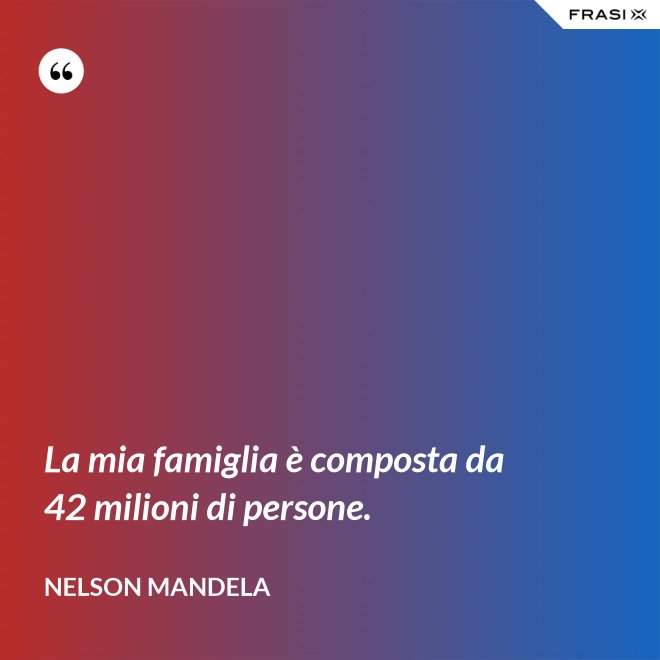 La mia famiglia è composta da 42 milioni di persone. - Nelson Mandela