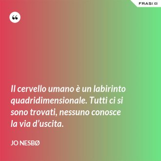 Il cervello umano è un labirinto quadridimensionale. Tutti ci si sono trovati, nessuno conosce la via d’uscita. - JO NESBØ