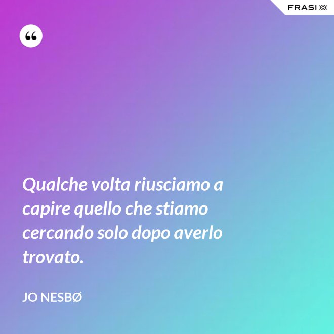Qualche volta riusciamo a capire quello che stiamo cercando solo dopo averlo trovato. - JO NESBØ
