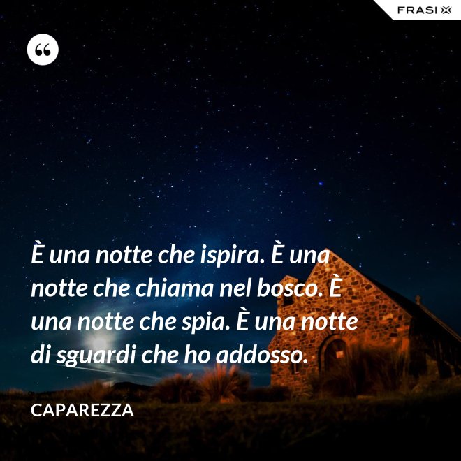 È una notte che ispira. È una notte che chiama nel bosco. È una notte che spia. È una notte di sguardi che ho addosso. - Caparezza