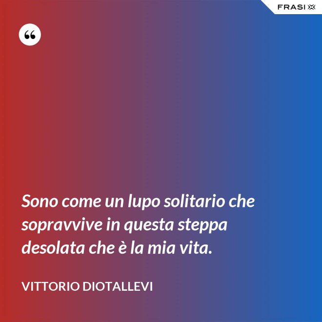 Sono come un lupo solitario che sopravvive in questa steppa desolata che è la mia vita. - Vittorio Diotallevi