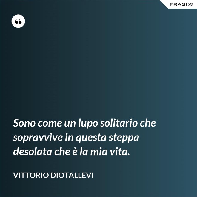 Sono come un lupo solitario che sopravvive in questa steppa desolata che è la mia vita. - Vittorio Diotallevi