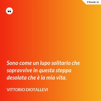 Sono come un lupo solitario che sopravvive in questa steppa desolata che è la mia vita. - Vittorio Diotallevi