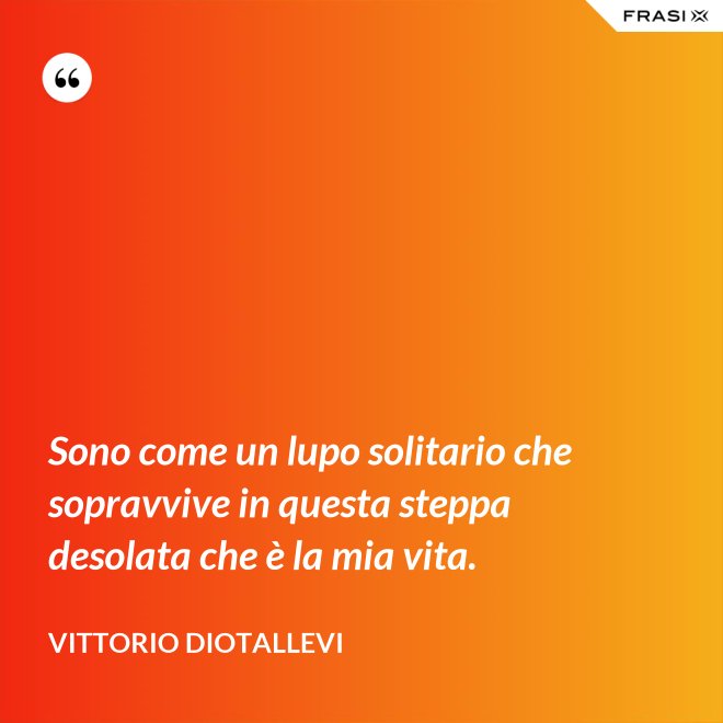 Sono come un lupo solitario che sopravvive in questa steppa desolata che è la mia vita. - Vittorio Diotallevi