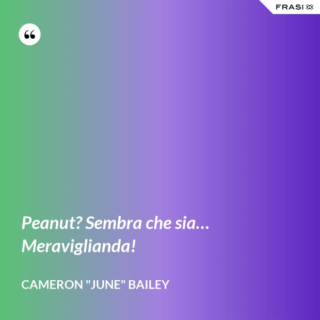 Peanut? Sembra che sia… Meraviglianda! - Cameron "June" Bailey