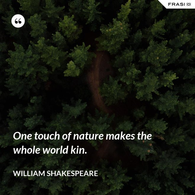 One touch of nature makes the whole world kin. - William Shakespeare
