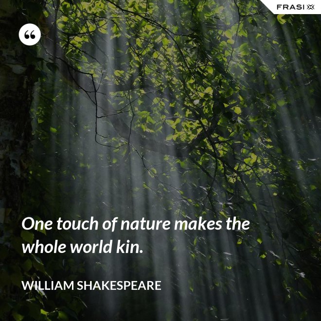 One touch of nature makes the whole world kin. - William Shakespeare