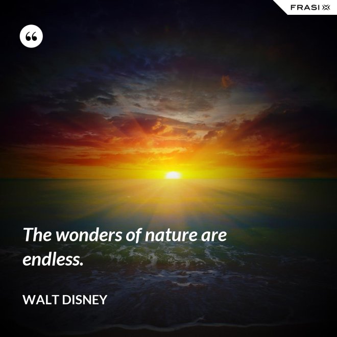 The wonders of nature are endless. - Walt Disney