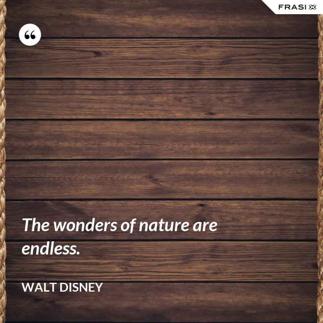 The wonders of nature are endless. - Walt Disney
