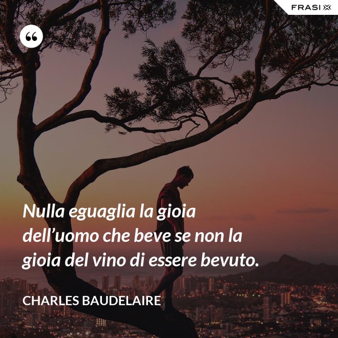 Nulla eguaglia la gioia dell’uomo che beve se non la gioia del vino di essere bevuto. - Charles Baudelaire