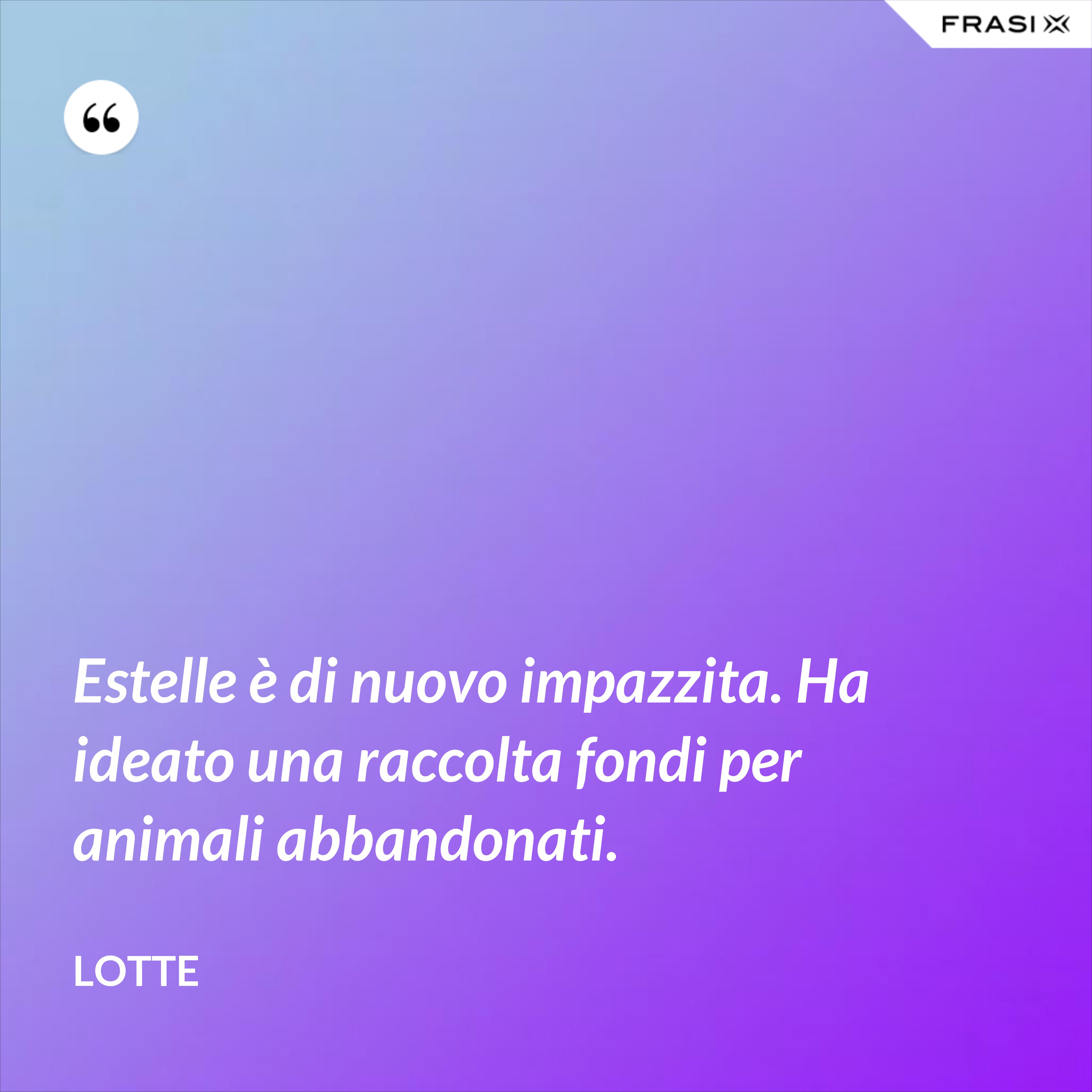 Estelle è di nuovo impazzita. Ha ideato una raccolta fondi per animali abbandonati. - Lotte