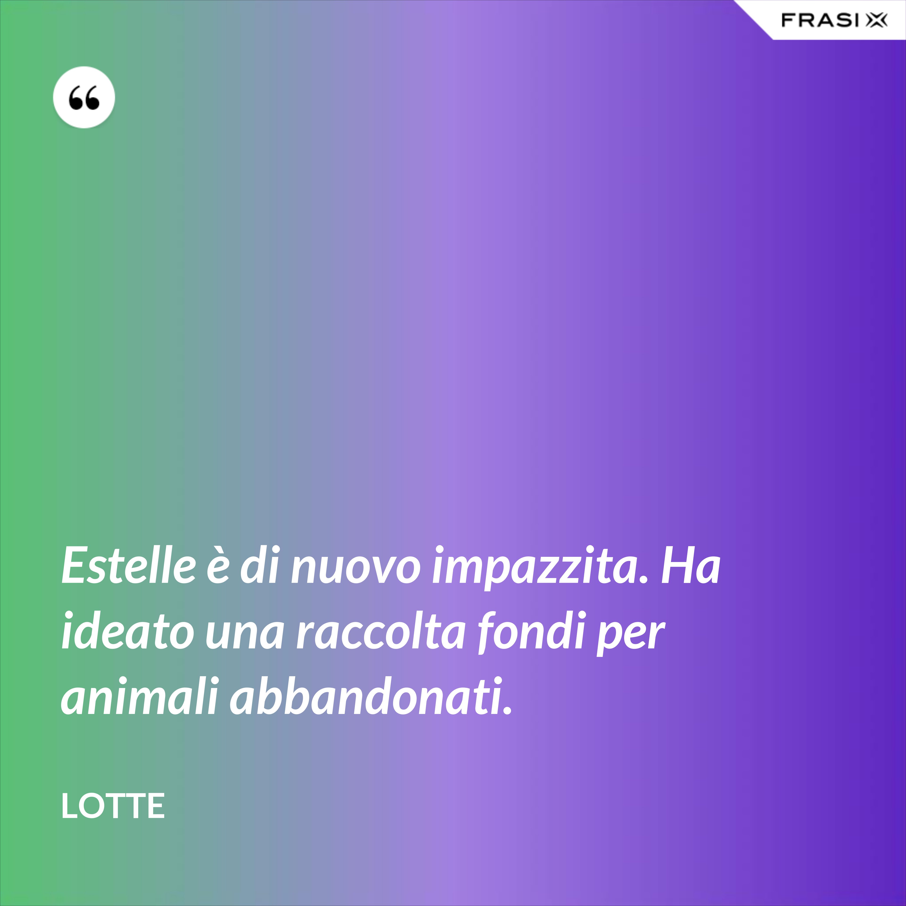 Estelle è di nuovo impazzita. Ha ideato una raccolta fondi per animali abbandonati. - Lotte