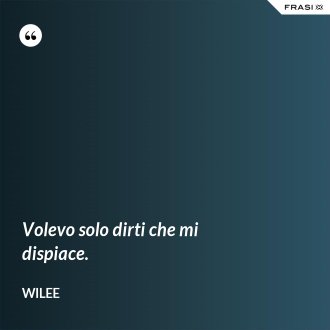 Volevo solo dirti che mi dispiace. - Wilee