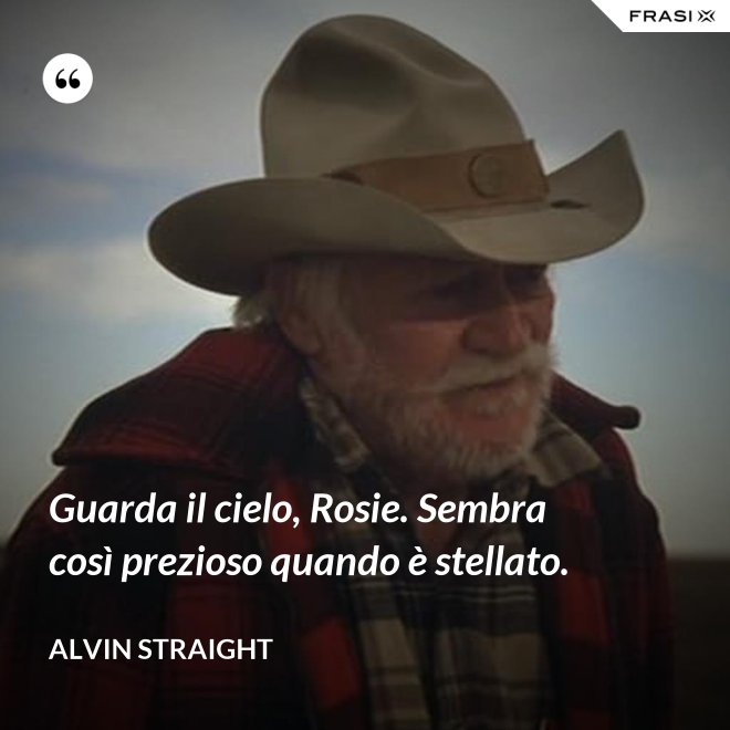 Guarda il cielo, Rosie. Sembra così prezioso quando è stellato. - Alvin Straight