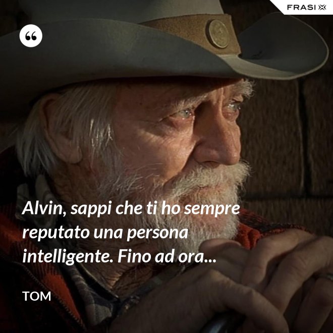 Alvin, sappi che ti ho sempre reputato una persona intelligente. Fino ad ora... - Tom
