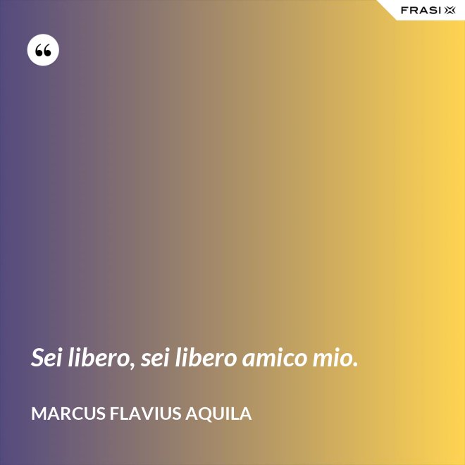 Sei libero, sei libero amico mio. - Marcus Flavius Aquila