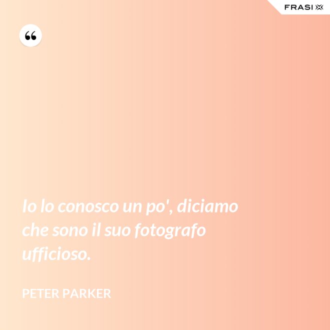 Io lo conosco un po', diciamo che sono il suo fotografo ufficioso. - Peter Parker