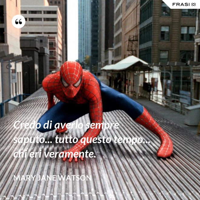 Credo di averlo sempre saputo... tutto questo tempo... chi eri veramente. - Mary Jane Watson