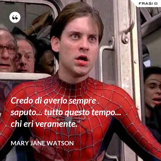 Credo di averlo sempre saputo... tutto questo tempo... chi eri veramente. - Mary Jane Watson