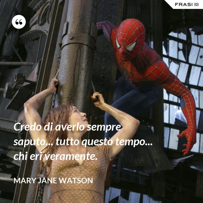 Credo di averlo sempre saputo... tutto questo tempo... chi eri veramente. - Mary Jane Watson
