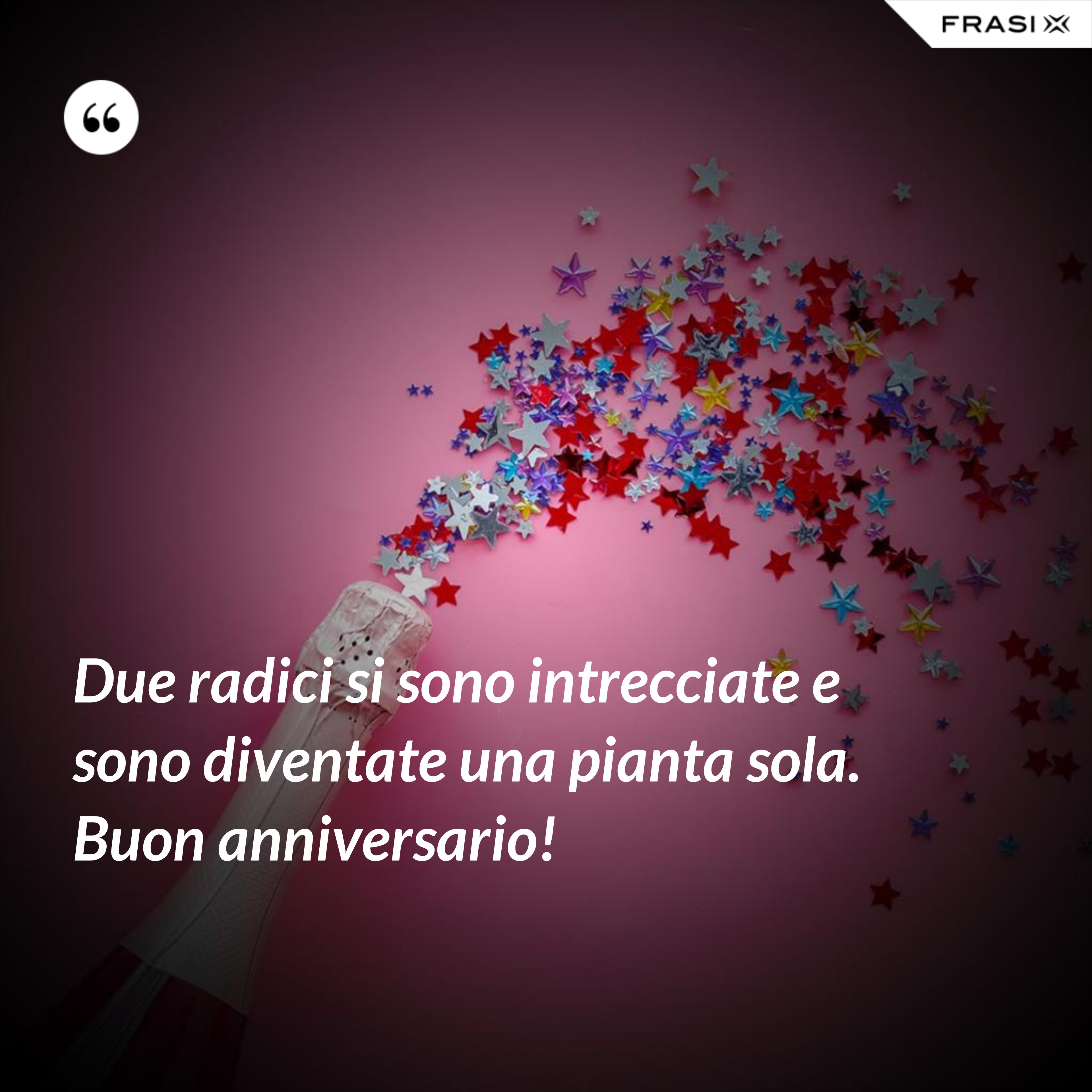 Due radici si sono intrecciate e sono diventate una pianta sola. Buon anniversario! - Anonimo