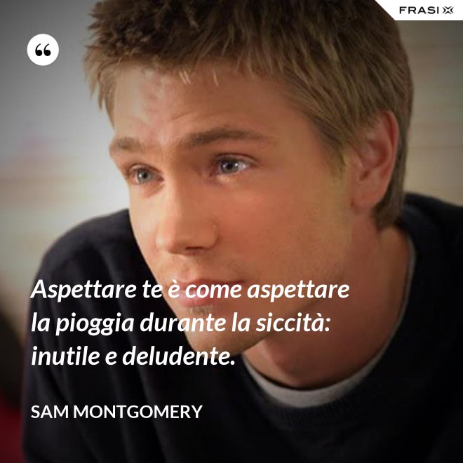 Aspettare te è come aspettare la pioggia durante la siccità: inutile e deludente. - Sam Montgomery