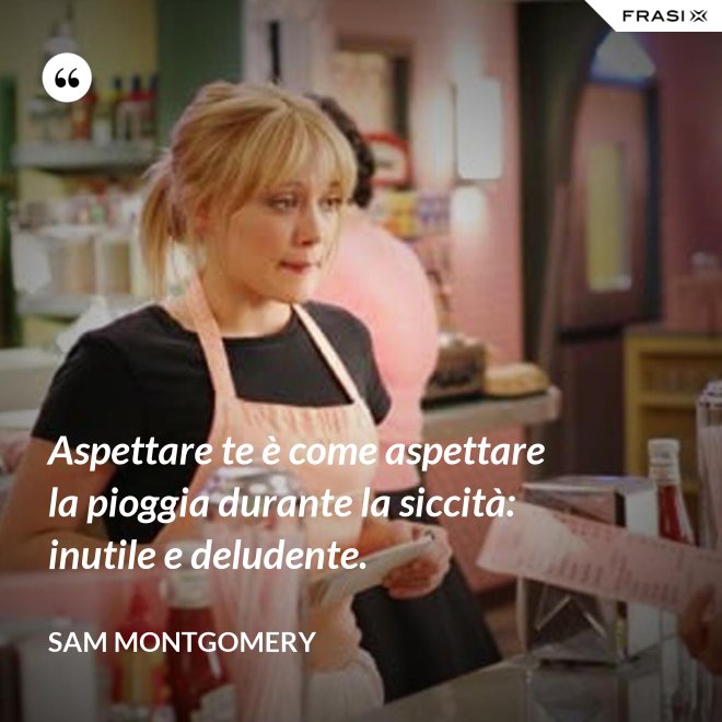 Aspettare te è come aspettare la pioggia durante la siccità: inutile e deludente. - Sam Montgomery