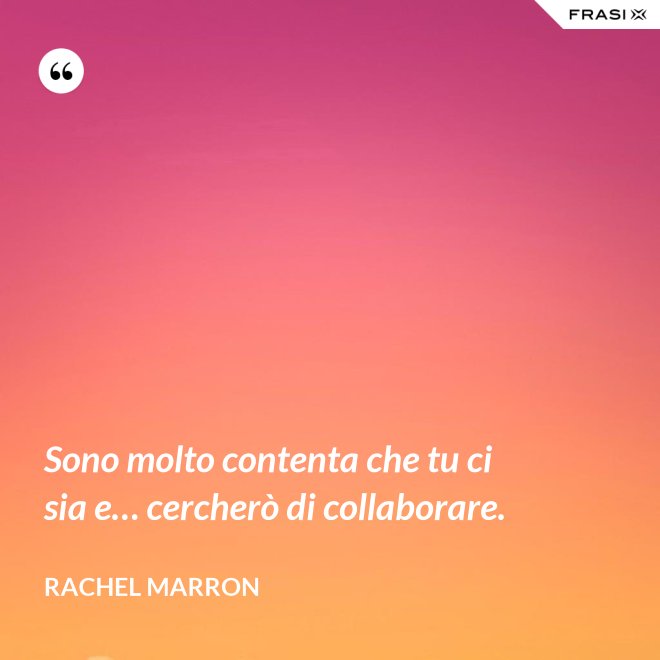 Sono molto contenta che tu ci sia e… cercherò di collaborare. - Rachel Marron