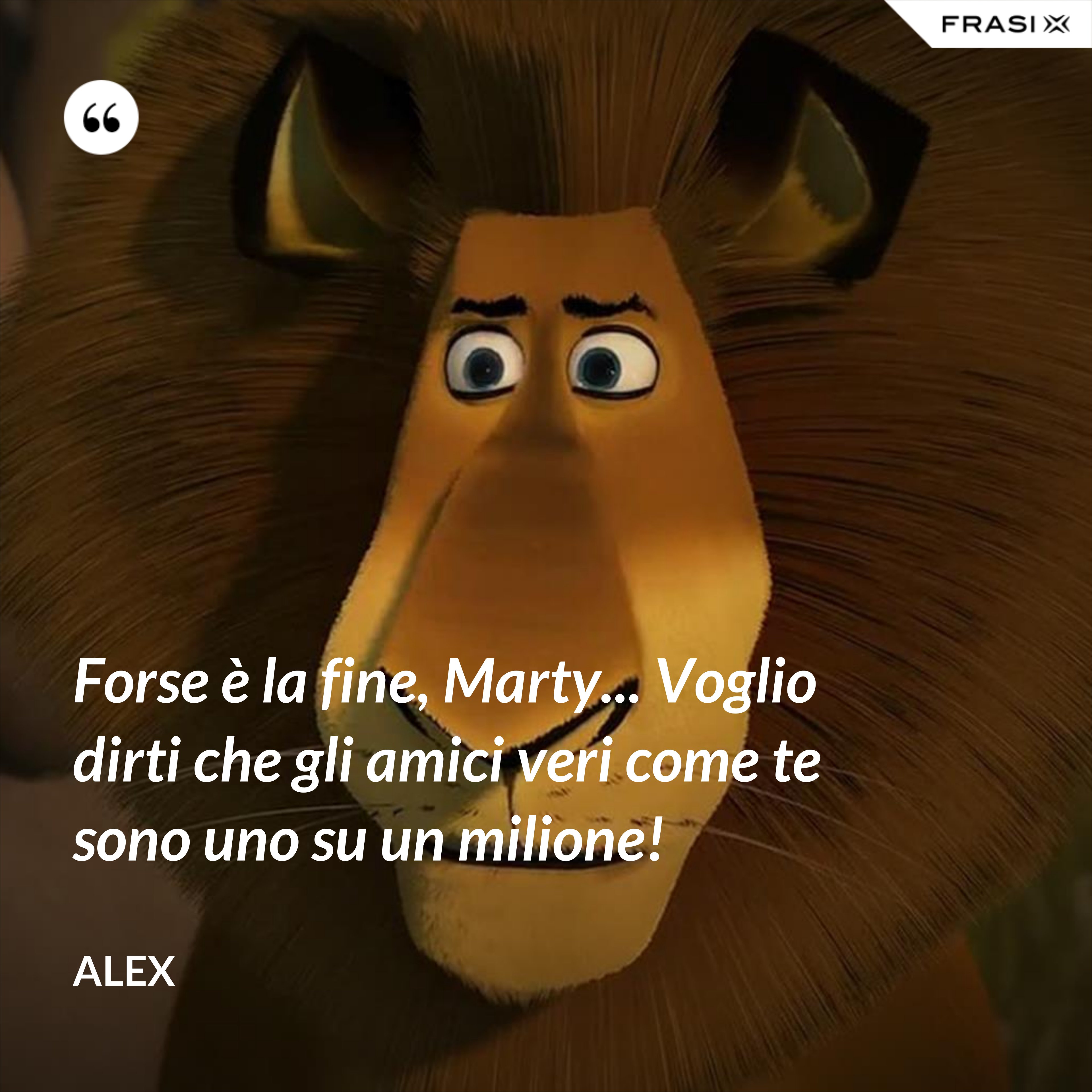 Forse è la fine, Marty... Voglio dirti che gli amici veri come te sono uno su un milione! - Alex