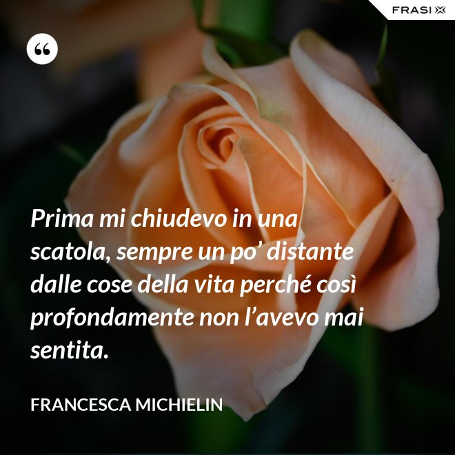 Prima mi chiudevo in una scatola, sempre un po’ distante dalle cose della vita perché così profondamente non l’avevo mai sentita. - Francesca Michielin