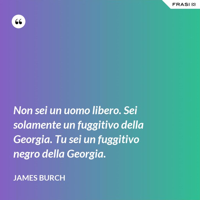 Non sei un uomo libero. Sei solamente un fuggitivo della Georgia. Tu sei un fuggitivo negro della Georgia. - James Burch