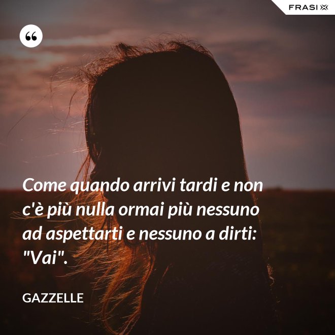 Come quando arrivi tardi e non c'è più nulla ormai più nessuno ad aspettarti e nessuno a dirti: "Vai". - Gazzelle