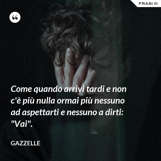 Come quando arrivi tardi e non c'è più nulla ormai più nessuno ad aspettarti e nessuno a dirti: "Vai". - Gazzelle