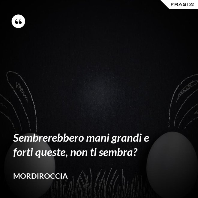 Sembrerebbero mani grandi e forti queste, non ti sembra? - Mordiroccia
