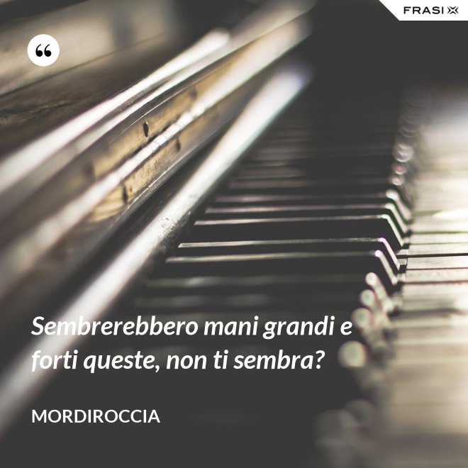 Sembrerebbero mani grandi e forti queste, non ti sembra? - Mordiroccia