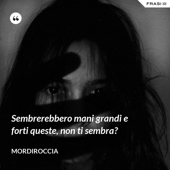 Sembrerebbero mani grandi e forti queste, non ti sembra? - Mordiroccia