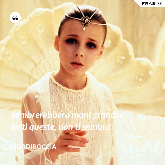 Sembrerebbero mani grandi e forti queste, non ti sembra? - Mordiroccia