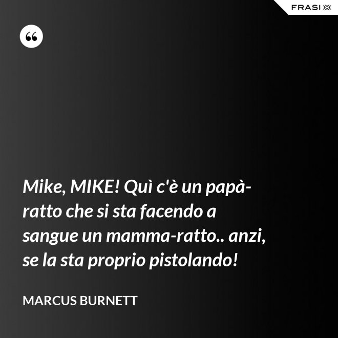 Mike, MIKE! Quì c'è un papà-ratto che si sta facendo a sangue un mamma-ratto.. anzi, se la sta proprio pistolando! - Marcus Burnett