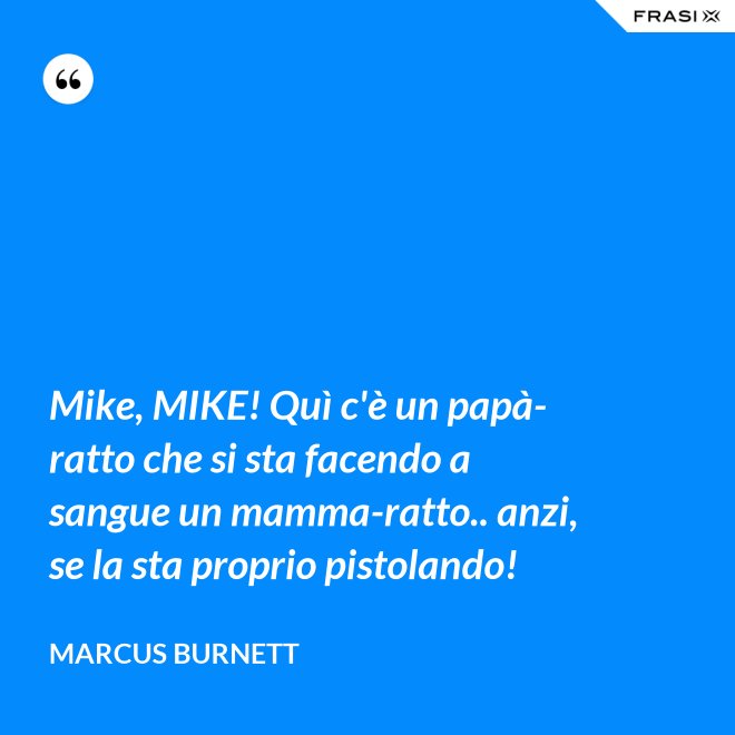 Mike, MIKE! Quì c'è un papà-ratto che si sta facendo a sangue un mamma-ratto.. anzi, se la sta proprio pistolando! - Marcus Burnett