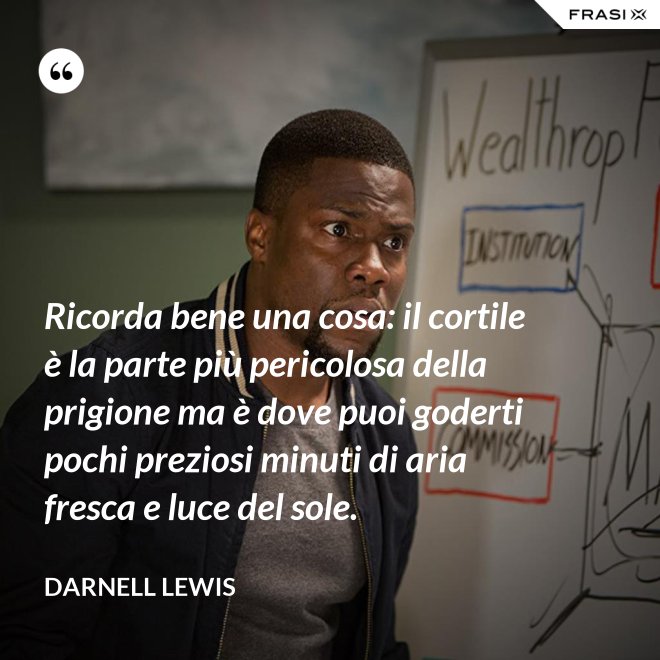 Ricorda bene una cosa: il cortile è la parte più pericolosa della prigione ma è dove puoi goderti pochi preziosi minuti di aria fresca e luce del sole. - Darnell Lewis